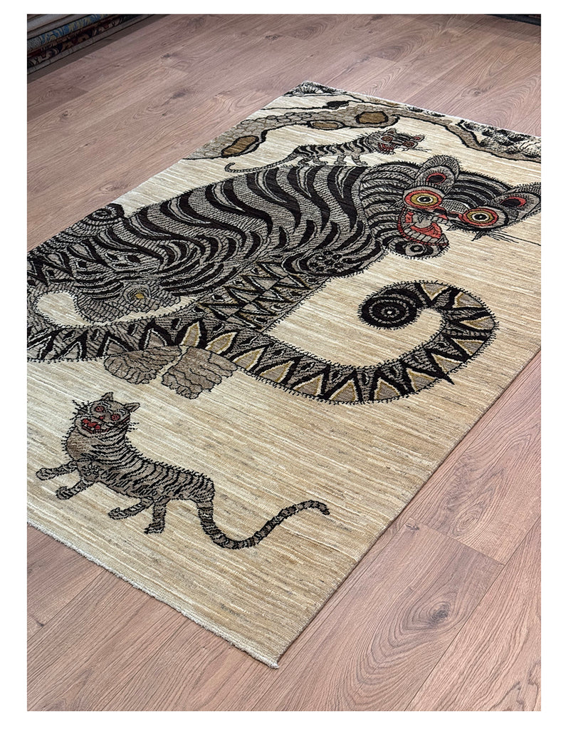 A Minhwa Tiger Rug | 188cm x 126cm | Handmade Rugs | Emma Mellor Rugs